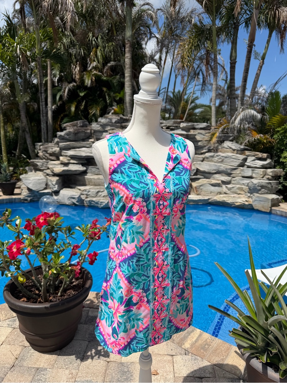 Lilly Pulitzer Teal & Pink Dress With Built In Shorts